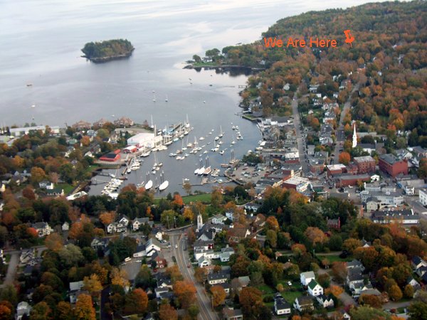 Camden Harbor from the Air, Vacation Rental Camden